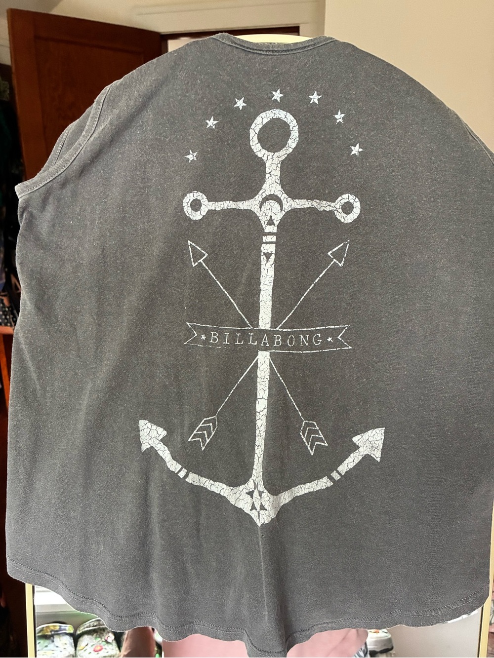 Billabong Charcoal Tank with White Anchor Graphic